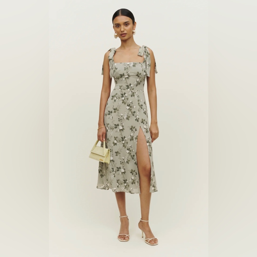 Reformation Twilight Dress - verde green floral - size 8